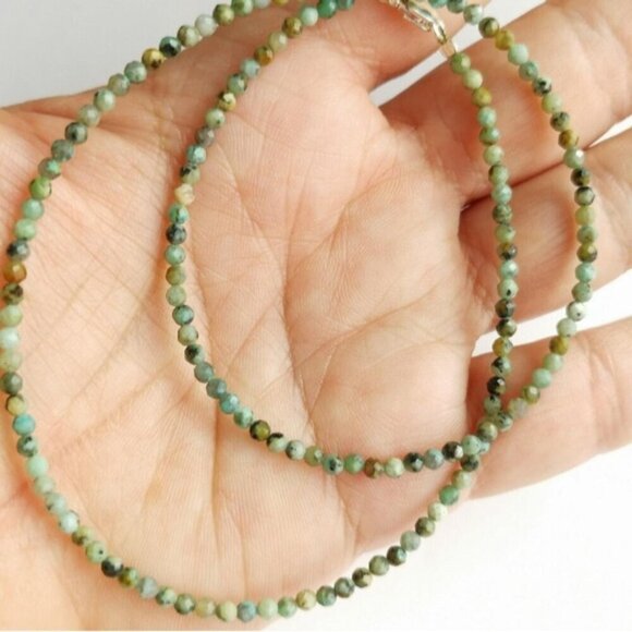 African Turquoise faceted bead  necklace NEW - Picture 4 of 6